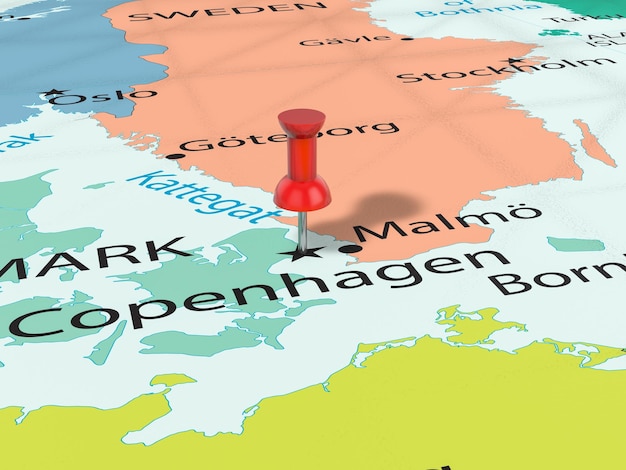 Ilustración en 3D del fondo del mapa de Copenhague