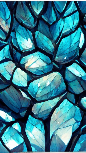 Ilustración 3D de fondo de mosaico de cristal claro azul hermoso