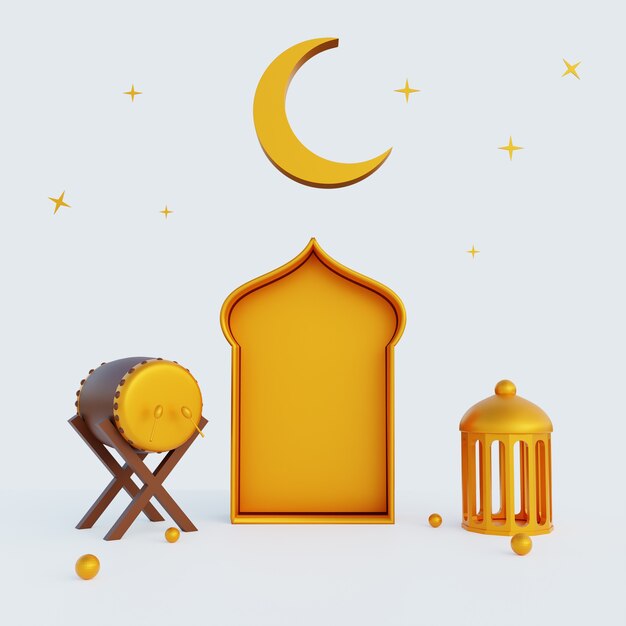 Ilustración 3d de fondo de Ramadán