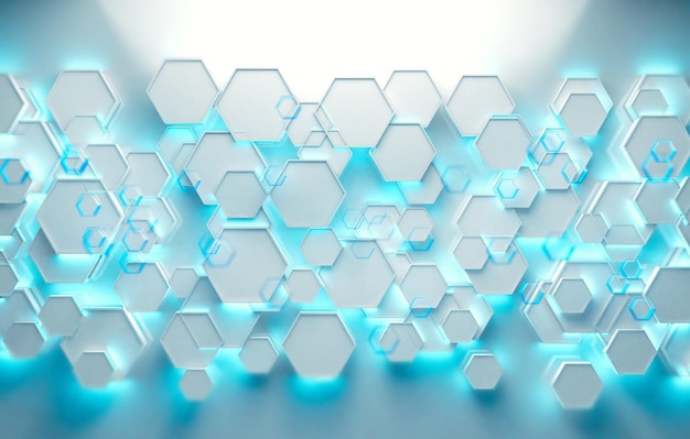 Ilustración 3d de fondo tecnológico y científico brillante blanco