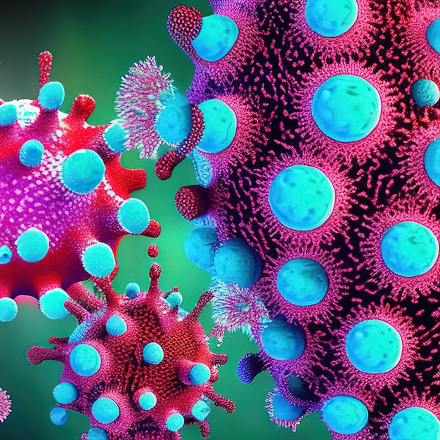 Ilustración 3d de fondo de virus contagioso