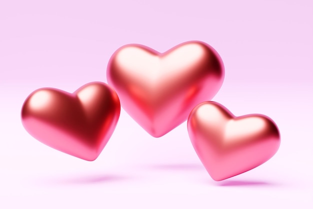 Ilustración 3d en forma de corazón de color rosa sobre fondo rosa Adecuado para la decoración del Día de San Valentín y el Día de la Madre Colección de juguetes