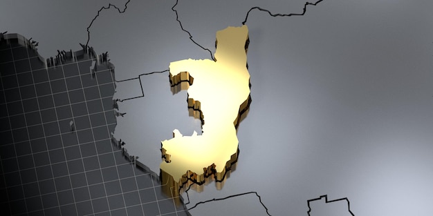 Ilustración 3D de la forma del país de la República del Congo