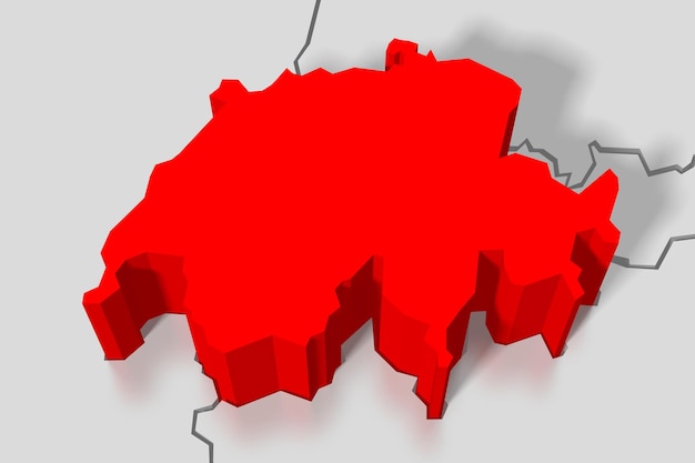 Ilustración 3D de forma de país rojo de Suiza