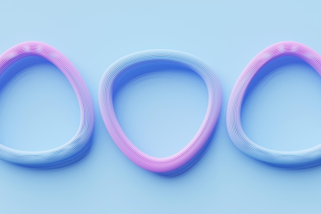 Foto ilustración 3d de forma rosa y azul abstracta contra un fondo azul renderización 3d de forma suave