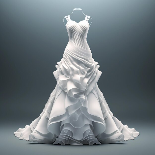 Ilustración 3D de la forma de un vestido de novia