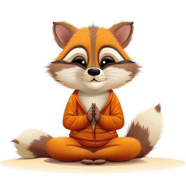 Ilustración 3d Fox sentado en pose de yoga