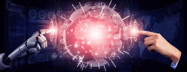 Ilustración 3D del futuro robot de inteligencia artificial y cyborg