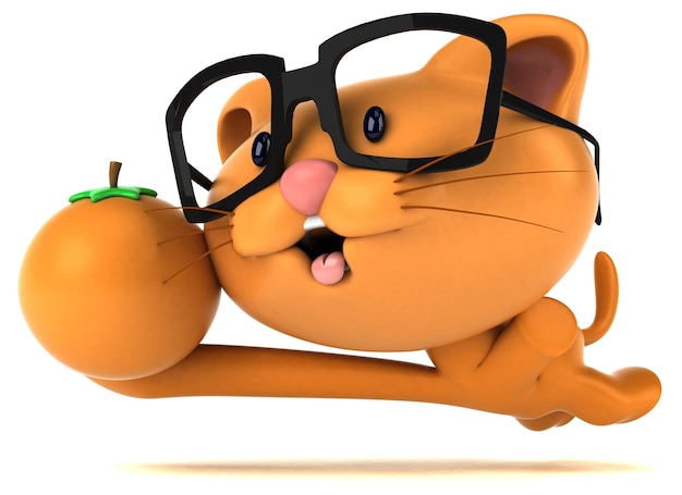 Ilustración 3D de gato divertido