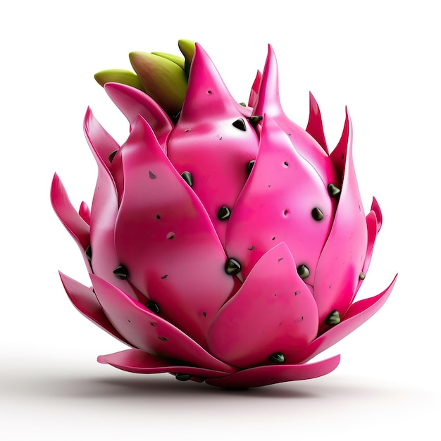 Ilustración 3D generada por ai de la fruta del dragón aislada sobre un fondo blanco