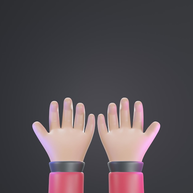 Ilustración 3D gesto con la mano rezando a un musulmán