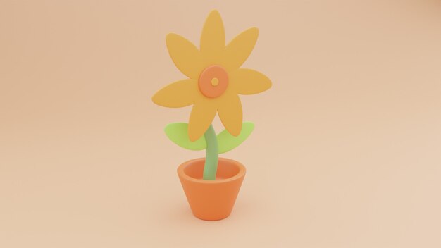 Ilustración 3d de girasol con fondo