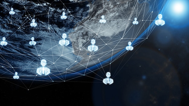 Ilustración 3D global moderna comunicación creativa y mapa de red de Internet