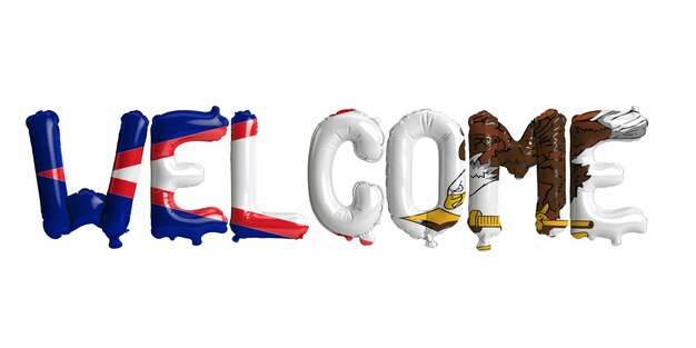 Ilustración 3d de globos de bienvenida en la bandera de Samoa aislado sobre fondo blanco.