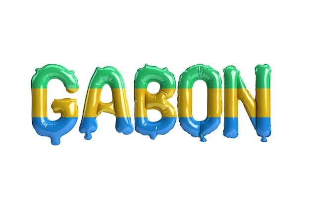 Ilustración 3d de globos Gabonletter con banderas de color aislado en blanco