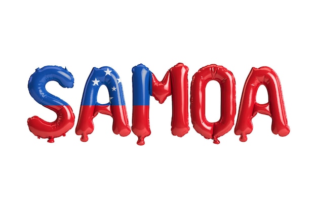 Ilustración 3d de globos Samoaletter con banderas de color aislado en blanco