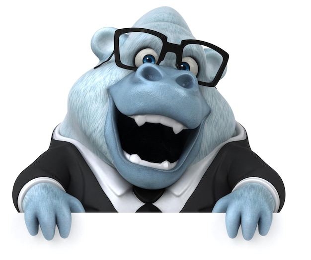 Ilustración 3D de gorila blanco divertido