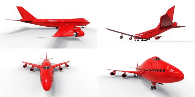 Ilustración 3d Grandes aviones de pasajeros de gran capacidad para vuelos transatlánticos largos