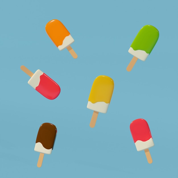 Ilustración 3d de helado de frutas