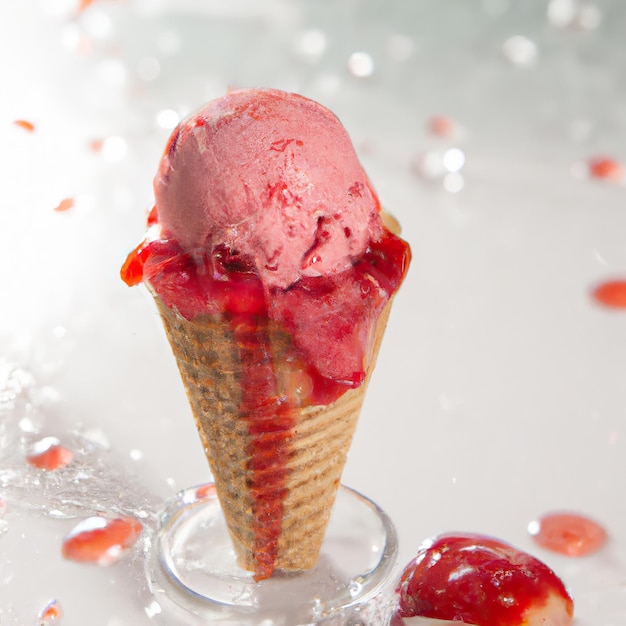 Ilustración 3d de helados de diferentes colores y sabores decorados con fondo colorido Enfoque selectivo
