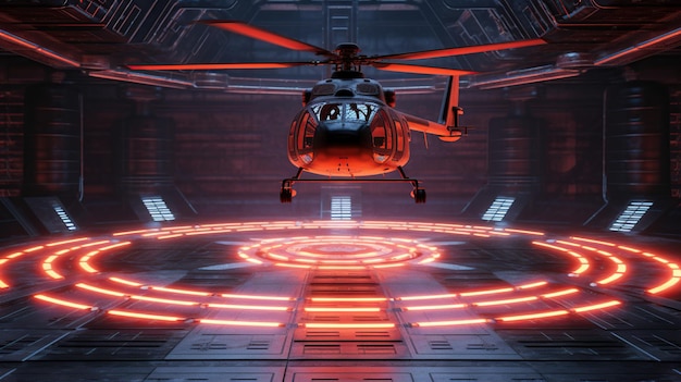 Ilustración 3d de un helipuerto vacío