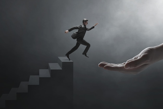 Ilustración en 3D de un hombre de negocios saltando