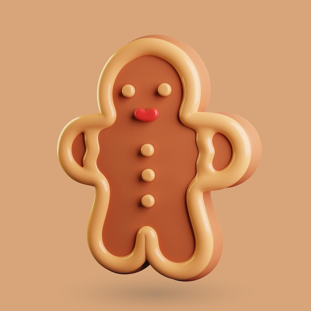 Ilustración 3d del hombre de pan de jengibre de navidad