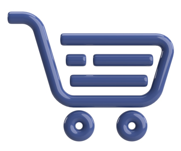 Ilustración 3D del icono del carrito de compras