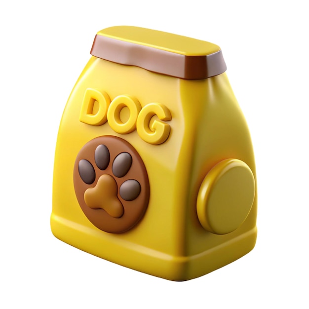 Ilustración 3D del icono del paquete de alimentos para mascotas