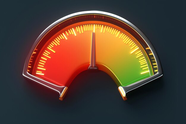 Foto ilustración 3d del indicador de riesgo de crédito concepto de icono del panel de control redondo