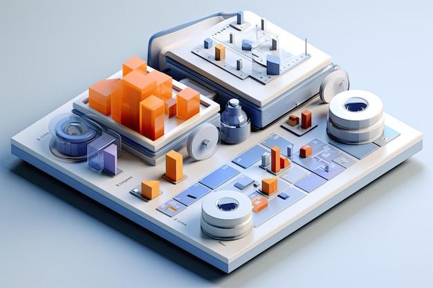 Ilustración 3d de la interfaz UI UX