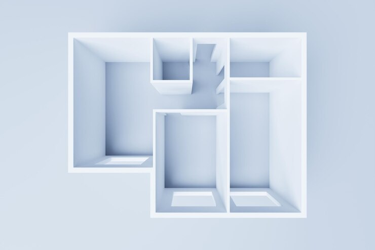 Foto ilustración 3d del interior del apartamento isométrico de un conjunto moderno de dormitorios de baño, cocina y sala de estar