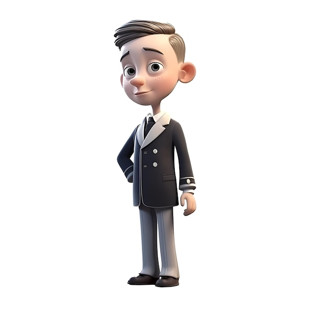 Ilustración 3D de un joven hombre de negocios con una expresión de confianza