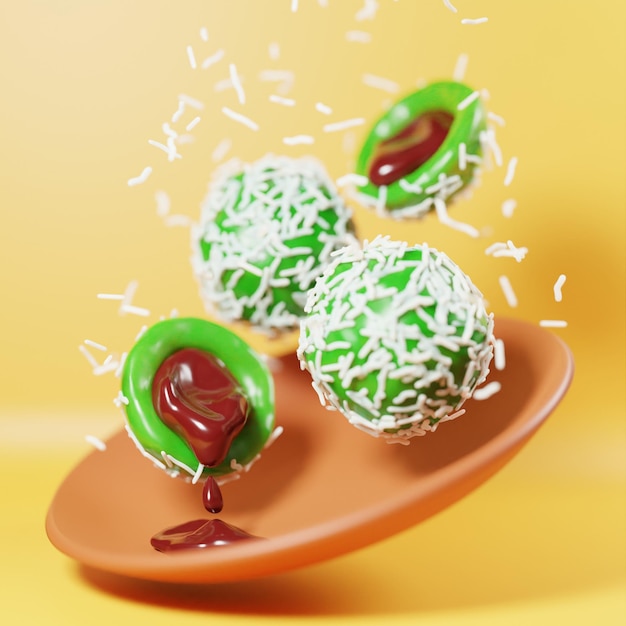 Ilustración 3d de klepon