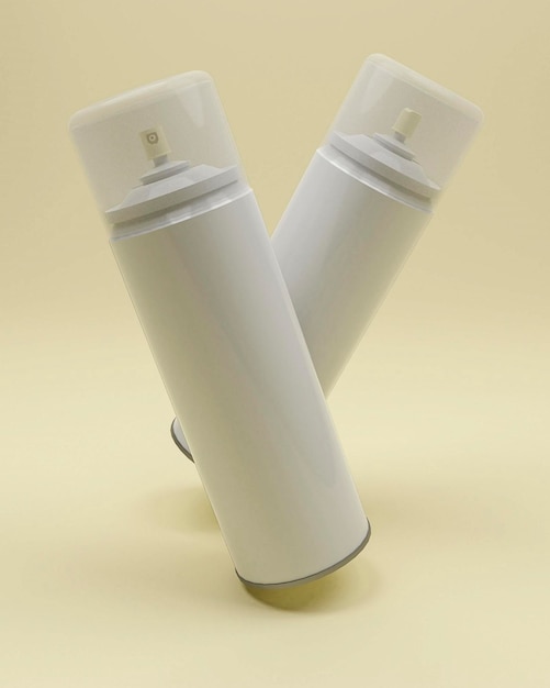Foto ilustración 3d de una lata de aerosol en blanco para maqueta de diseño de empaque y publicidad