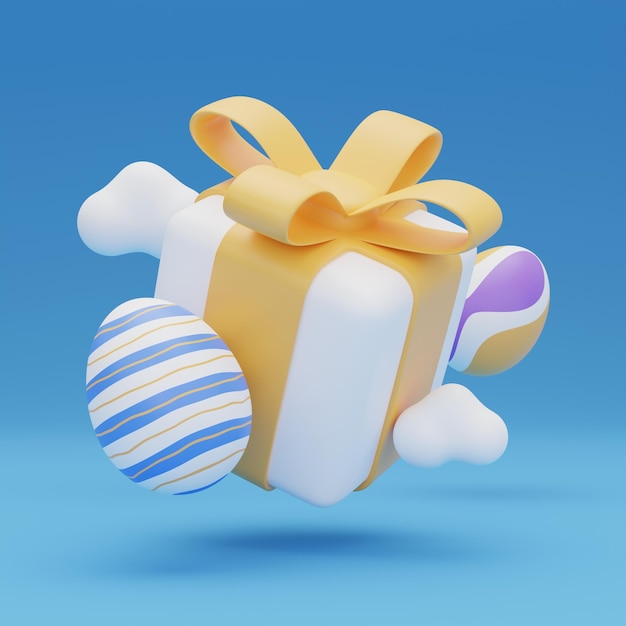 Ilustración 3d de levitación de caja de regalo de huevo de Pascua