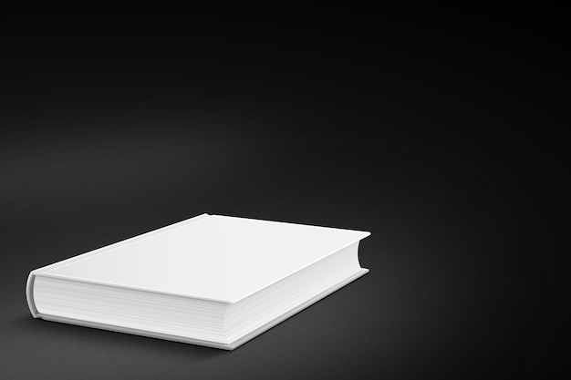 Ilustración 3D Libros gruesos blancos aislados sobre un fondo negro