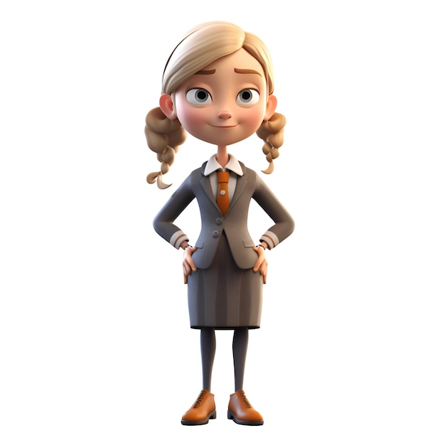 Ilustración 3D de una linda mujer de negocios con un maletín