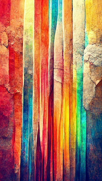 Ilustración 3D de línea de espectro de color abstracto de arco iris multicolor texturizado