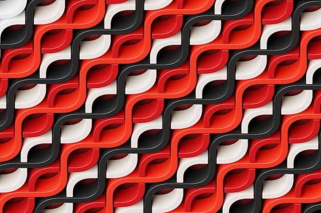 Ilustración 3D de una línea geométrica colorida rayas similares a las ondas modelado abstracto de forma futurista