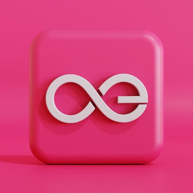 Ilustración 3d del logotipo del símbolo de criptomoneda de la eternidad