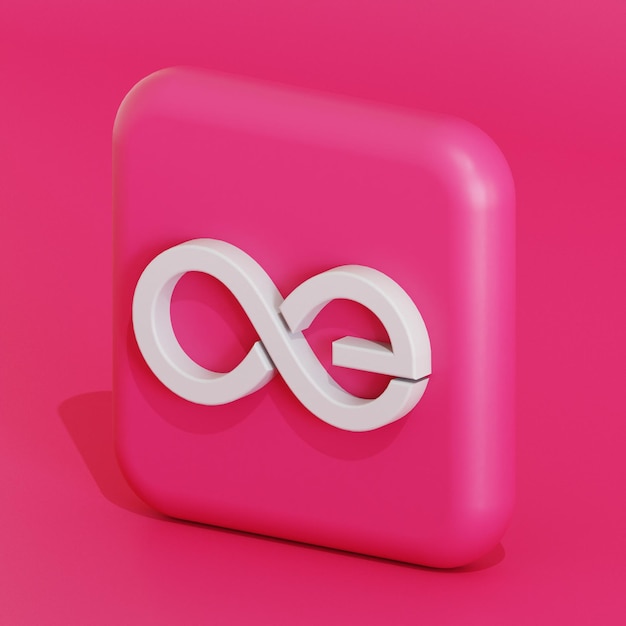 Ilustración 3d del logotipo del símbolo de criptomoneda de la eternidad