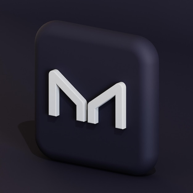Ilustración 3d del logotipo del símbolo de criptomoneda del fabricante