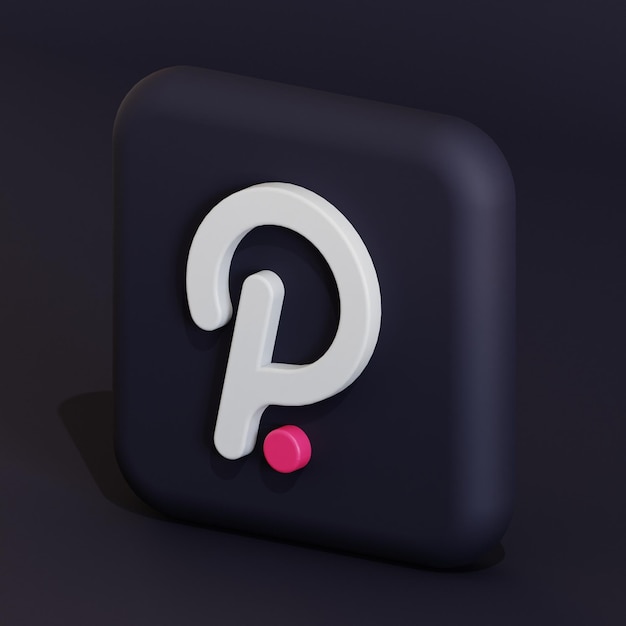 Ilustración 3d del logotipo del símbolo de criptomoneda Polkadot