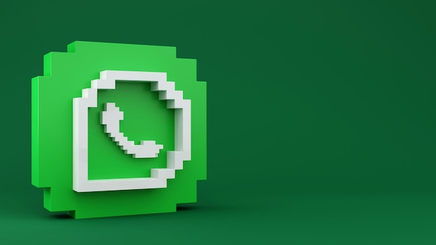 Foto ilustración 3d del logotipo de whatsapp de voxel art