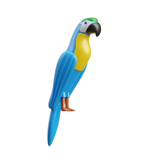 Ilustración en 3D del loro guacamayo azul de Brasil