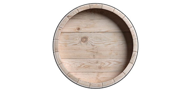 Ilustración 3D de madera de la tapa del barril aislada sobre un fondo blanco