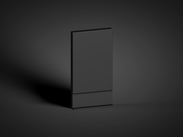 Ilustración 3D Maqueta de cartelera publicitaria negra aislada sobre fondo negro