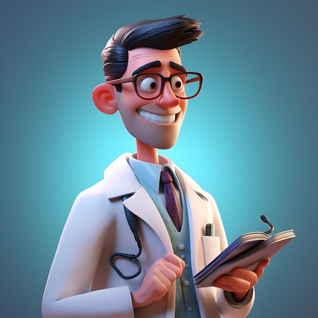 Ilustración 3D de un médico