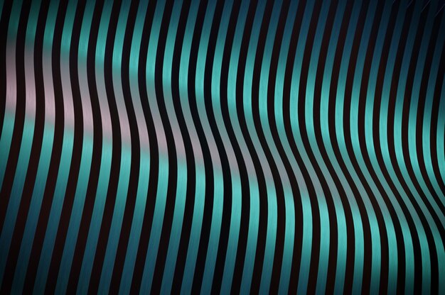 Ilustración 3D Metal azul abstracto deformado con rayas diagonales